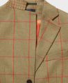 Archer Jacket in Moss Claret Orange | Really Wild Clothing | Jacket | Detail of tweed check under collar