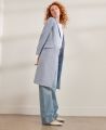 Aston Single Breasted Linen Blend Classic Coat, Blue Cream Check | Really Wild Clothing | Model Edit