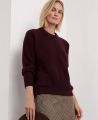 Cashmere Mix Ribbed Crew Neck Jumper in Burgundy | Really wild Clothing | Knitwear | Model Image 2