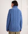 Cashmere Mix Turtle Neck Cable Jumper, Blue Marl | Knitwear | Really Wild |Back Model Shot