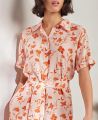 Elle Floral Silk Shirt Dress, Coral Pink | Really Wild Clothing | Model Detail