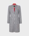Harrington Linen Blend Tweed Coat in Navy Red Check | Really Wild Clothing | Coats | Front image 