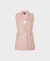 Linen Blend Long Double Breasted Waistcoat in Blush Pink | Really Wild Clothing | Waistcoats | Front image