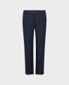 Mid calf linen turn up trousers in navy| Really Wild Clothing | Trousers | Front image 