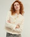Charlotte Cotton Blend Boucle Short Jacket, Cream | Really Wild Clothing | Model Close up