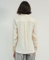 Pintuck Placket Detail Silk Shirt, Cream | Really Wild Clothing | Model Back