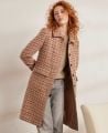 Halstead Check Wool Mohair Blend Coat, Pink Brown Check | Really Wild Clothing | Model front