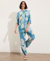 Barr Liberty Print Wide Leg Silk Palazzo Pants, Blue | Really Wild Clothing | Model Image