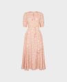 Lumley Floral Print Silk Cotton Tie Neck Dress, Pink | Really Wild Clothing | Flatley