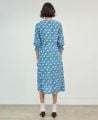 Abbey Floral Print Silk Midi V-neck Dress, Blue | Really Wild Clothing | Model Back
