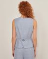 Chatham Linen Blend Waistcoat, Blue Cream Check | Really Wild Clothing | MOdel Back