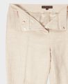 Shorter Length Turn up Trousers in Ivory Linen | Really Wild Clothing | Trousers | Detail on zip opening 