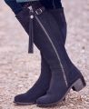 Wider Fitting Heeled Suede Boots Navy | Really Wild Clothing | Footwear | Lifestyle image 